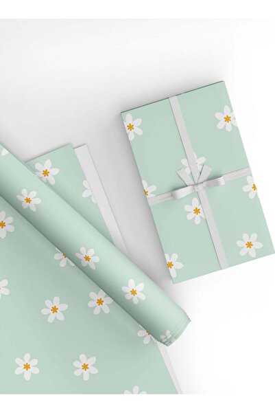 Generic Daisy Mint Green Gift Wrapping Paper Pack – 4 Premium Decorative Shee...