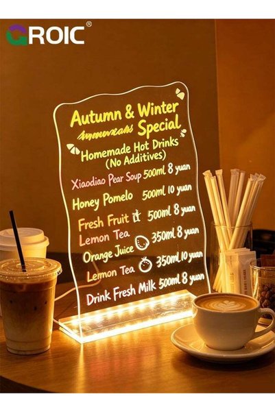Generic LED Note Board with Colors, 20X30CM, Led Acrylic Message Board with L...