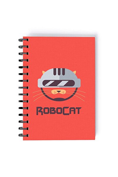 Generic Robo Cat Design Rectangle Spiral A5 Notebook Multicolour