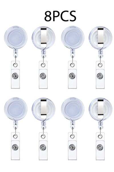 Generic 8 pcs Badge Reels with Metal Belt Clip, Retractable ID Badge Holder R...