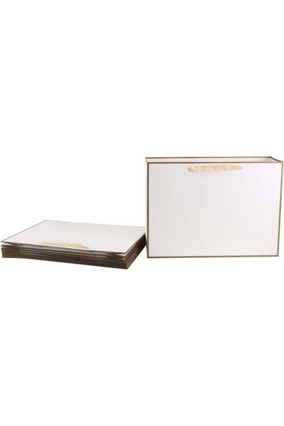 Generic Red Dot Gift® 10 Pack White with Gold Border Gift Bags - Shopping Bag...