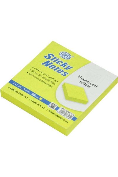 Generic FIS Sticky Notes, Fluorescent Yellow, 3 x 3 Inch, 100 Sheets, Pack of...