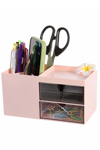 Generic Desk Organizers, with 3 Compartments and 2 Drawer, Multi-Functional P...