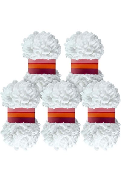 Generic 5 Rolls Loop Yarn - White Puffy Chunky Finger Yarn for Hand Woven Kni...