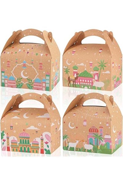 Generic 8PCS Ramadan Eid Kraft Paper Gift Bags – Islamic Pattern Candy & Bisc...