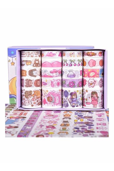 Generic 20 Rolls Cute Washi Tape Set, Wide Kawaii Cartoon Animals Aesthetic D...