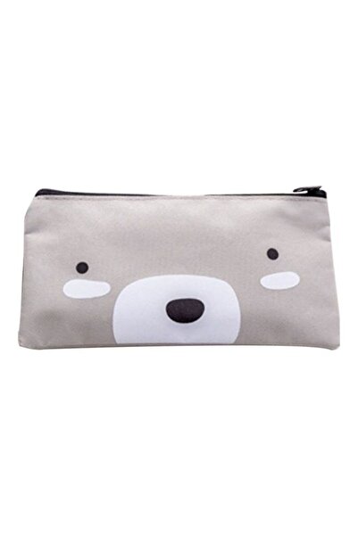 Generic Cartoon Canvas Pencil Bag Grey