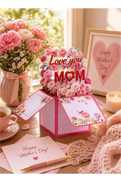 Generic 3D Pop-Up Greeting Card for Mother' Birthday, Envelope Included, Prem...