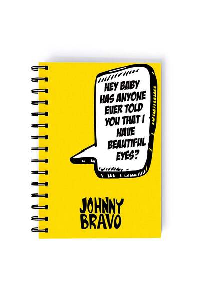 Generic Johnny Bravo Remember Quote Printed Spiral A4 Notebook Yellow/Black/Blue
