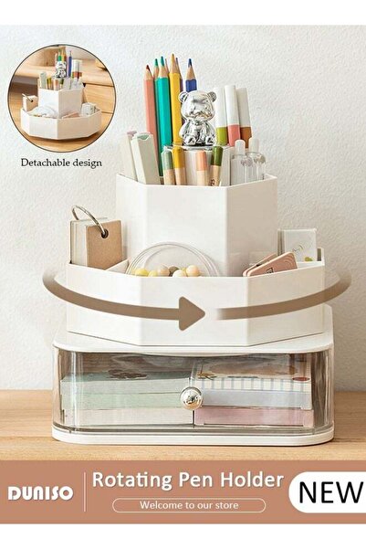 Generic 360 Degree Rotating Office Desk Organizers and Accessories with 1 Dra...