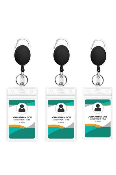 Generic 3 Pack Retractable Badge Reels- ID Holders with Belt Clip & Key Ring-...