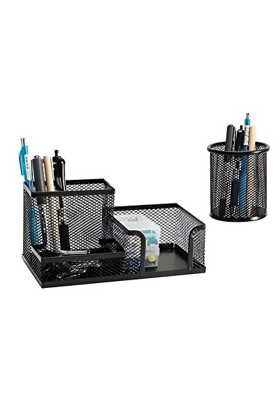 Generic 3-Tier Metal Mesh Desk Organizer Set – Multi-Compartment Pen Holder &...