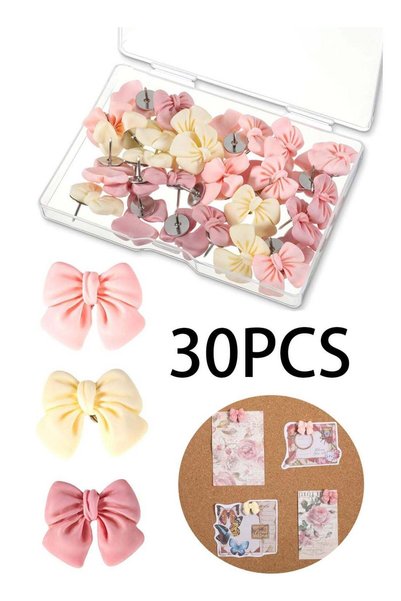 Generic 30 Pieces Decorative Bow Push Pins, Bowknot Thumb Tacks for Wall Cork...