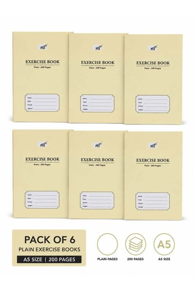 Generic 6-Piece A5 Size Plain Exercise Notebook 200 Sheets