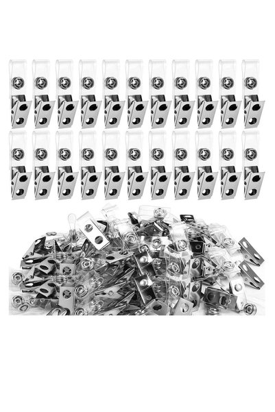Generic 100 pcs Metal Badge Clips ID Badge Clips Double Hole Badge Clips with...