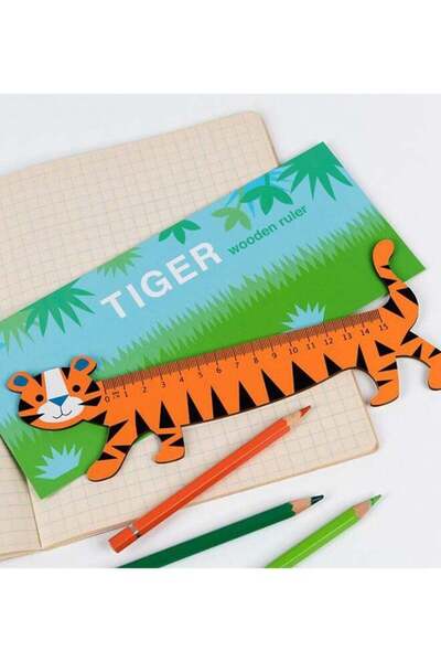 Generic Tiger Wooden Ruler, School Stationery, Drawing & Measuring Tool For Kids