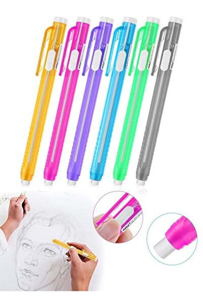 Generic 6 Pcs Retractable Mechanical Eraser Pen, Pen Style Erasers Pencil Cli...