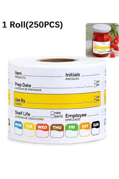 Generic 1 Roll of 250 Labels Restaurant Quality Shelf Life Food Rotation Labe...