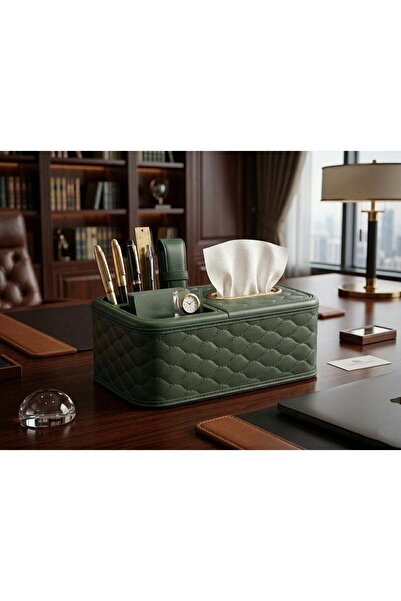 Generic Luxury Leather Texture Tissue Box and Desk Organizer Quilted Office C...