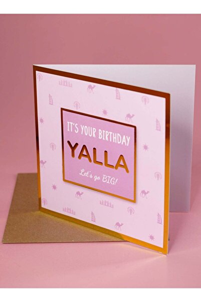 Generic YALLA It's Your Birthday - Pink Gold Foil Greeting Card