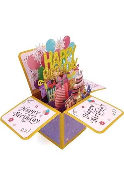 Generic 3D Happy Birthday Card, Paper Pop Up Birthday Cards Greeting Cards wi...