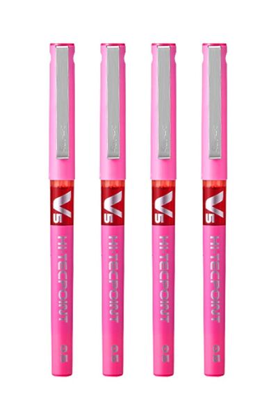 Generic 4-Piece Hi-tecpoint V5 Fine Rollerball Pen Pink Ink