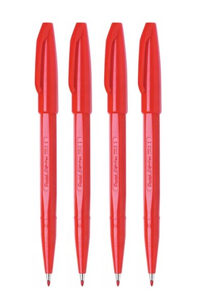 Generic 4-Piece Fibre Tip Sign Pen Red Ink