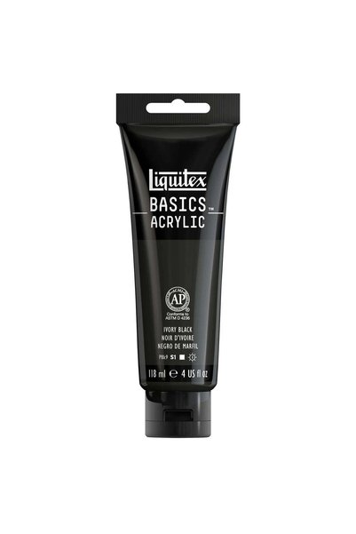 Generic Basics Acrylic Colour Paint Tube 118ml Content Ivory Black