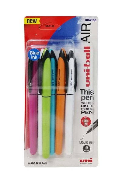 Generic 6-Piece Air Micro Roller Pen Blue Ink Assorted Barrel Colours