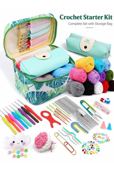 Generic Portable Beginner Crochet Kit Unisex Knitting Supplies Set, Complete ...