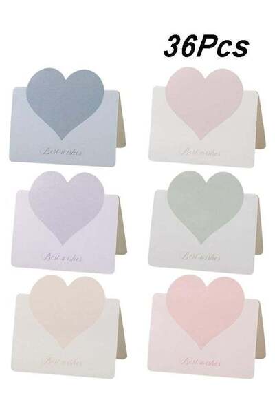 Generic 36Pcs Foldable Love Heart Greeting Cards, Assorted Color Romantic Hea...