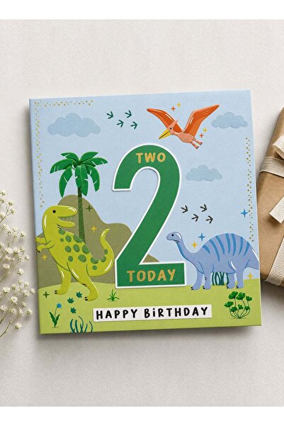 Generic Happy 2nd Birthday Greeting Card, Number Two Celebration Design for K...