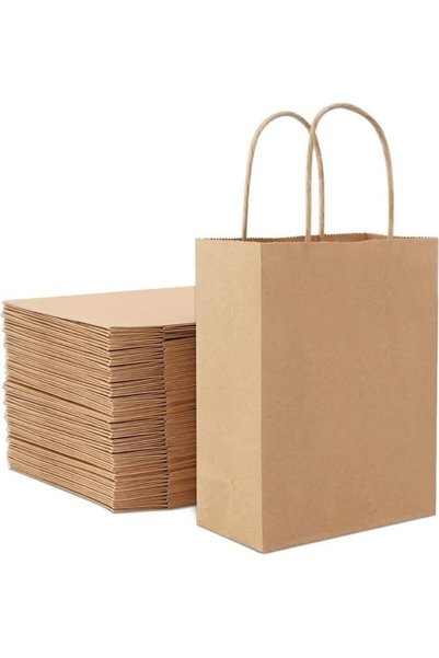 Generic 12-Piece Twisted Handles Paper Bag Set Brown