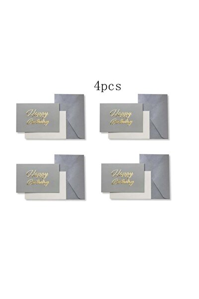 Generic 4pcs Premium Birthday Card with Gold Embossing，Luxury Gray Happy Birt...