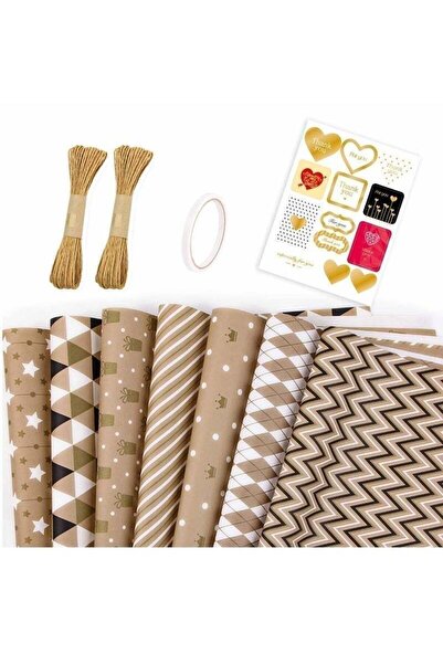 Generic 7 Sheets Gift Wrapping Paper with Ribbon Sticker Tape Set, Durable Gi...