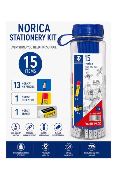 Generic 15-Piece Stationery Set In Bottle Shaped Pencil Case