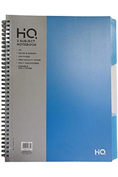 Generic A4 3 Subject Poly Notebook, Blue | Strong Plastic Cover | Ideal for S...