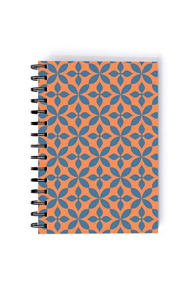 Generic Motif Pattern Printed Spiral A5 Notebook Orange/White