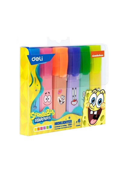 Generic 6-Piece Highlighters Spongebob Design Assorted Colours