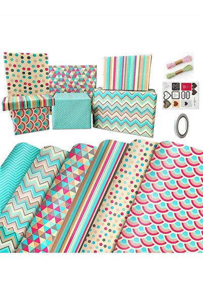 Generic Birthday Gift Wrapping Paper Set Included 6 Pack Wrap with Ribbon, St...