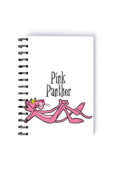Generic Pink Panther Face Printed Spiral A5 Notebook Pink/Yellow/Black