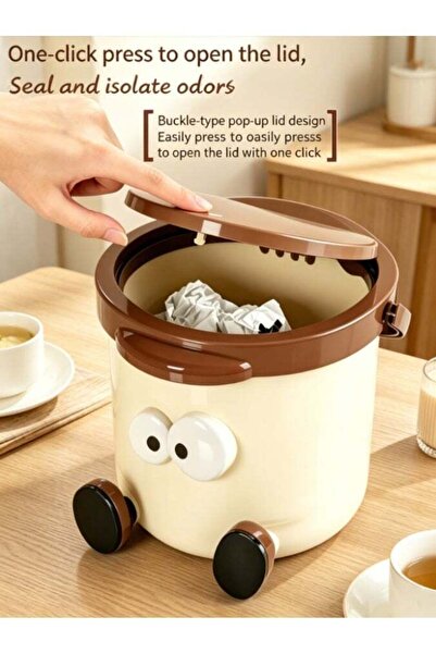 Generic Small Tabletop Trash Can with Press Lid & Handle, Leak-Proof & Odor-B...
