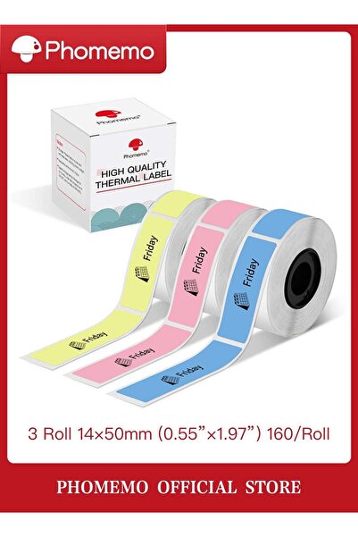 Generic 3 Rolls Adhesive Color Label Paper 14mm X 50mm (Inch 0.55"*1.96")- 13...