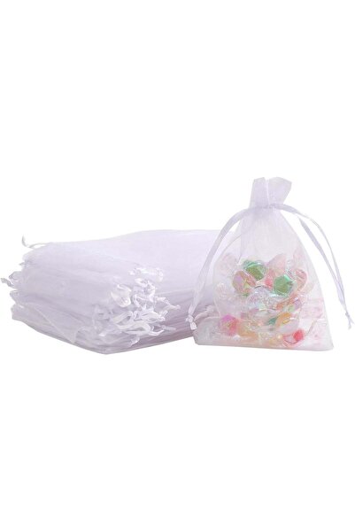 Generic Red Dot Gift Pack of 100 White Organza Drawstring Bags (10 x 15 cm) f...