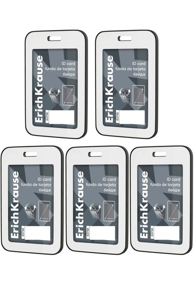 Generic 5-Piece Hard Plastic Vertical ID Card Holder 54x85mm Size Black