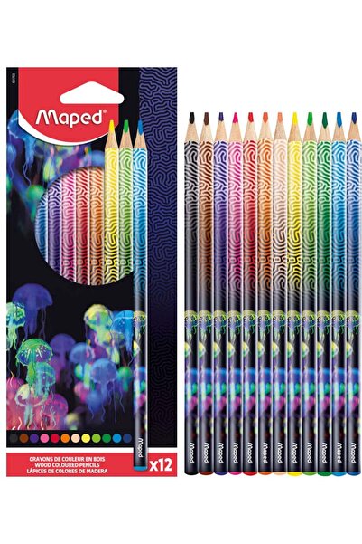 Generic 12-Piece Deep Sea Paradise Design Colour Pencils Multicolour