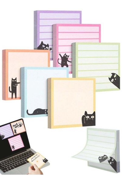 Generic 6 Pack Cute Cat Sticky Notes 50 Sheets, 3" x 3" Memo Pad, Kawaii Stat...