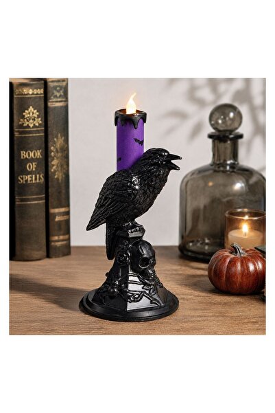 OEM Suport Decorativ pentru Lumânare Halloween cu Corb 21 cm – accesoriu de m...
