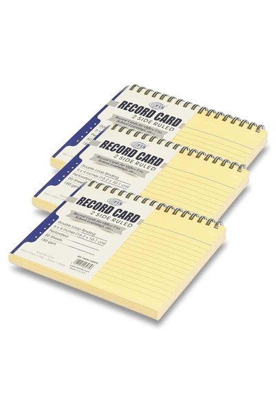 Generic FIS® Ruled Record Cards, Size:6"x4" Inches (152x102mm), Double Loop S...