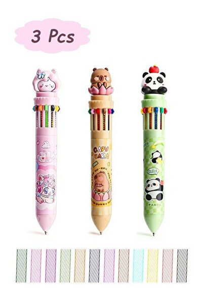 Generic 3 Pcs 12-Color Retractable - Smooth Writing Ballpoint - Multifunction...
